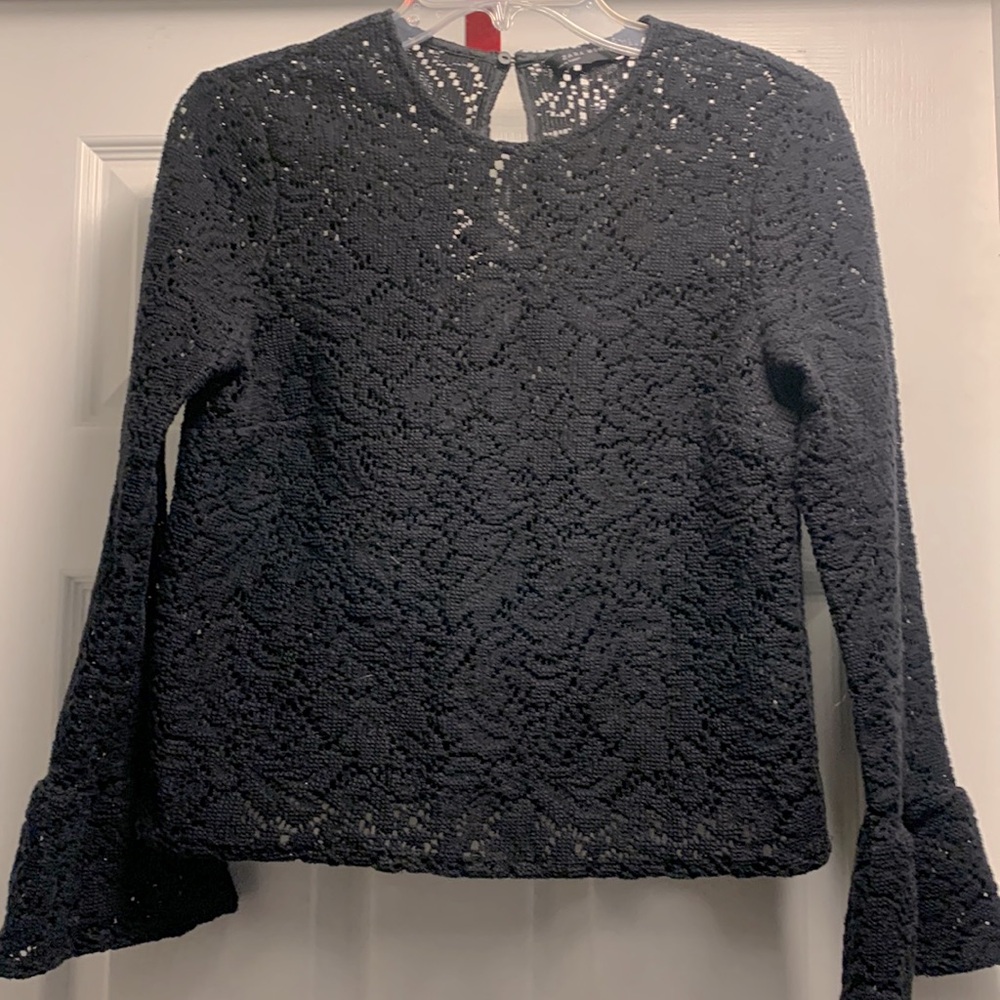 Zara black crochet lace blouse size S